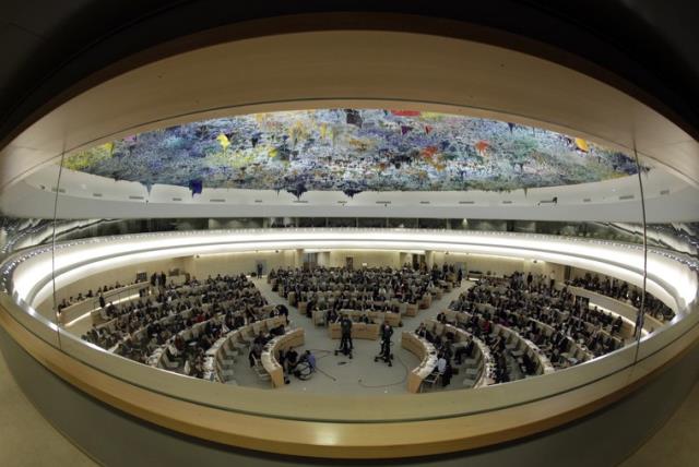 Overview of a Human Rights Council special session at the United Nations in Geneva (photo credit: REUTERS)