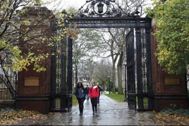 STUDENTS WALK on the campus of a university in Connecticut (photo credit: REUTERS)