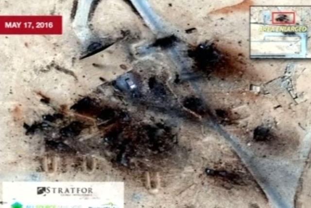 Satellite images by Stratfor purport to show Islamic State attack on Russian air base in Syria (photo credit: screenshot)