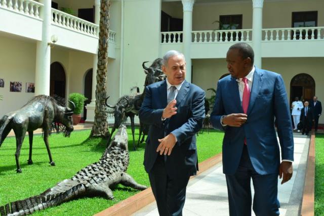 PM Netanyahu and Kenya’s President Uhuru Kenyatta (photo credit: KOBI GIDEON/GPO)