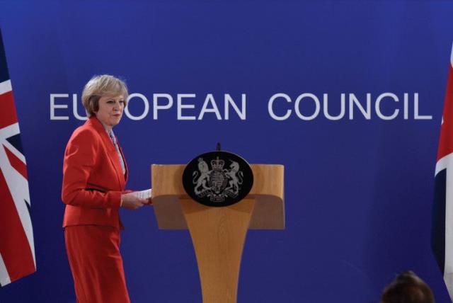 UK PRIME MINISTER Theresa May holds a news conference after the EU summit in Brussels on October 21. (photo credit: REUTERS)