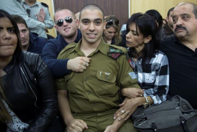 Elor Azaria sits to hear his verdict in a military court in Tel Aviv, Israel, January 4, 2017 (photo credit: REUTERS)