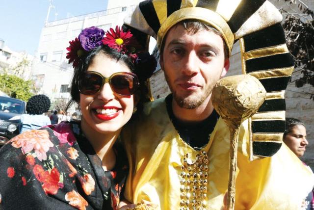 Purim celebrants in Jerusalem (photo credit: MARC ISRAEL SELLEM)