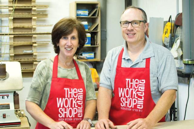 Mandy and Jeremy Broder welcome guests to their studio (photo credit: THE WORKSHOP GUSH ETZION)