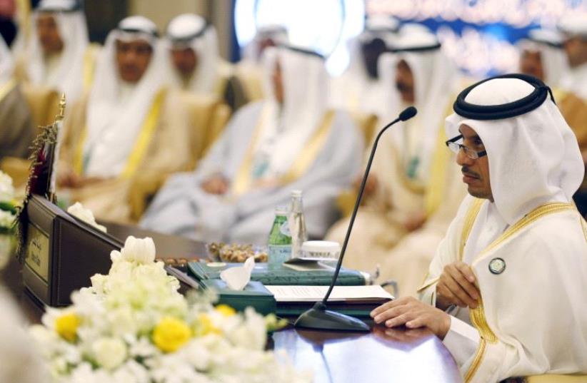 Bahrain's Interior Minister Rashid Bin Abdullah Bin Hamad al-Khalifa attends a meeting of Gulf Cooperation Council (GCC) Interior Ministers [File April 2016] (photo credit: REUTERS)