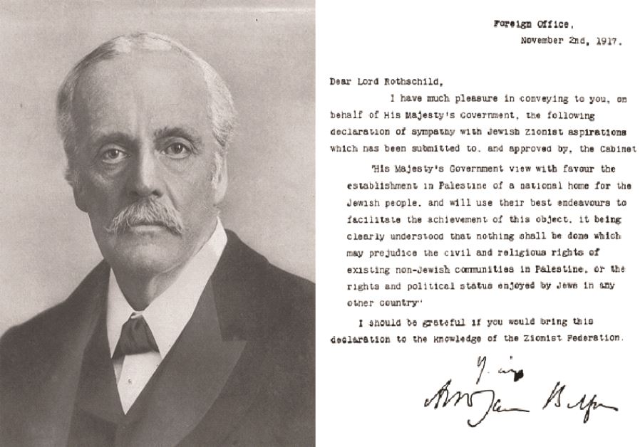 The Balfour Declaration (credit: WIKIPEDIA)