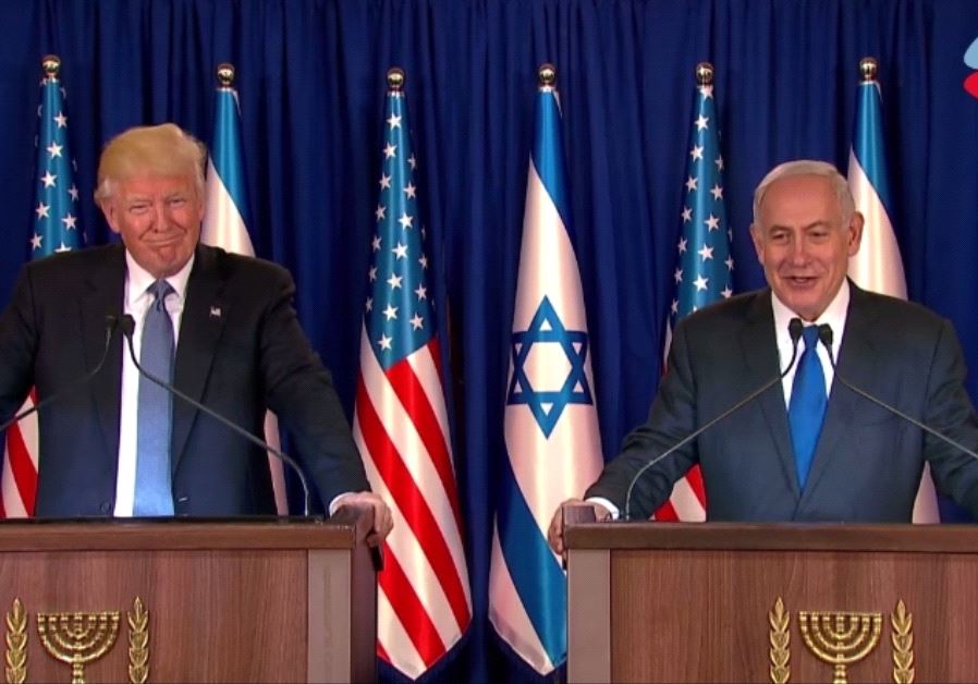 Prime Minister Benjamin Netanyahu and US President Donald Trump deliver statements at the Prime Minister's Residence, May 22 2017. (credit: GPO)