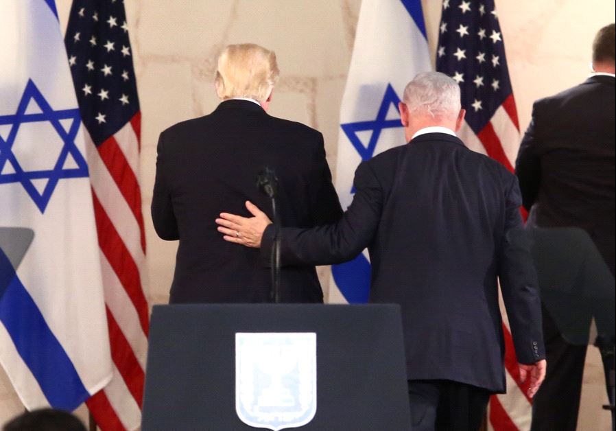 US President Donald Trump and Prime Minister Benjamin Netanyahu at the Israel Museum (credit: MARC ISRAEL SELLEM)